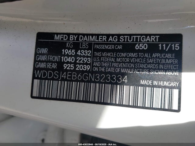 WDDSJ4EB6GN323334 Mercedes-Benz CLA-Class