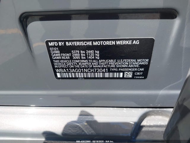 WBA13AG01NCH73041 BMW 530e
