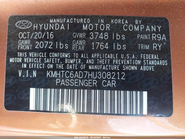 Hyundai gdi gamma 2017 KMHTC6AD7HU308212 Image 9
