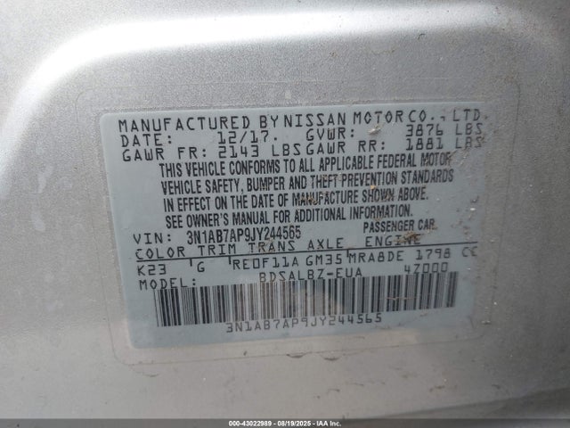 Nissan 2018 2018 3N1AB7AP9JY244565 Image 9