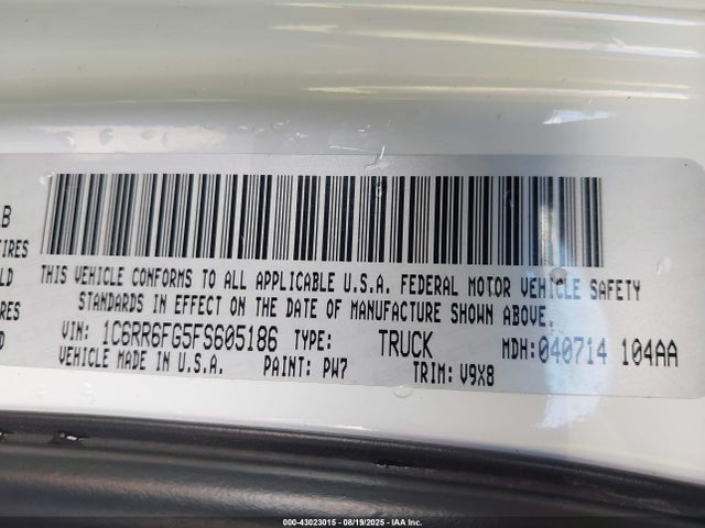 1C6RR6FG5FS605186 RAM 1500