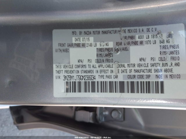3MZBM1J79GM238934 Mazda pe