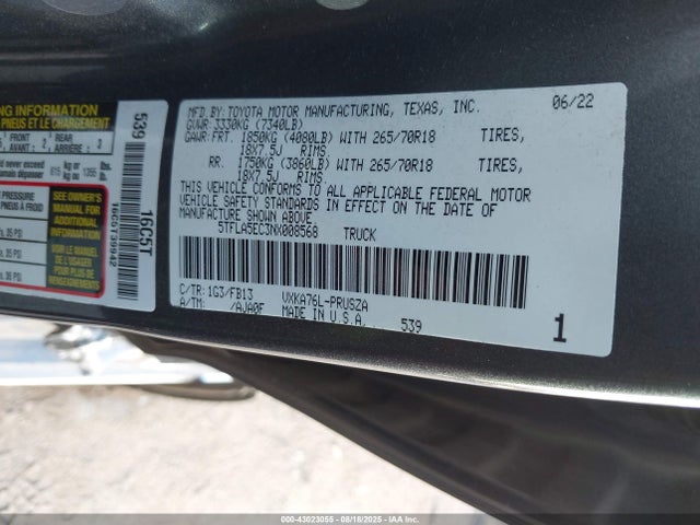 Toyota v35a-fts 2022 5TFLA5EC3NX008568 Image 9