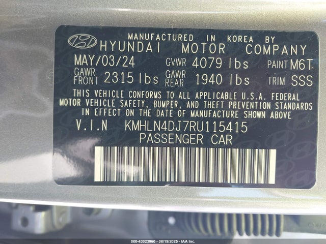 KMHLN4DJ7RU115415 Hyundai gdi kappa