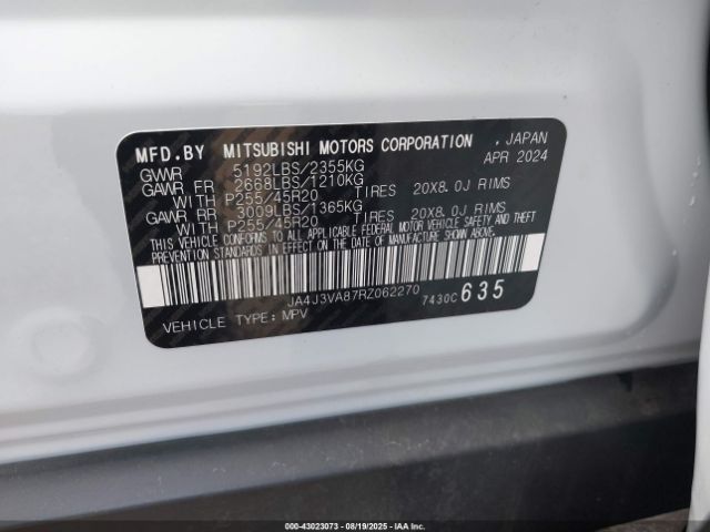2024 MITSUBISHI OUTLANDER JA4J3VA87RZ062270 Photo 8