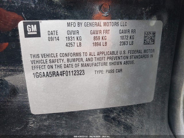 1G6AA5RA4F0112323 Cadillac lcv