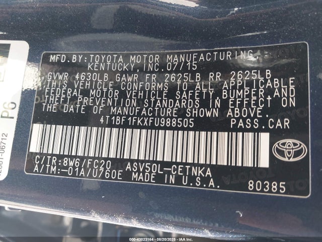 Toyota 2ar-fe 2015 4T1BF1FKXFU988505 Image 9