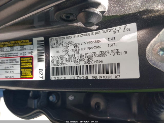 3TMAZ5CN3PM202711 Toyota 2gr-fks