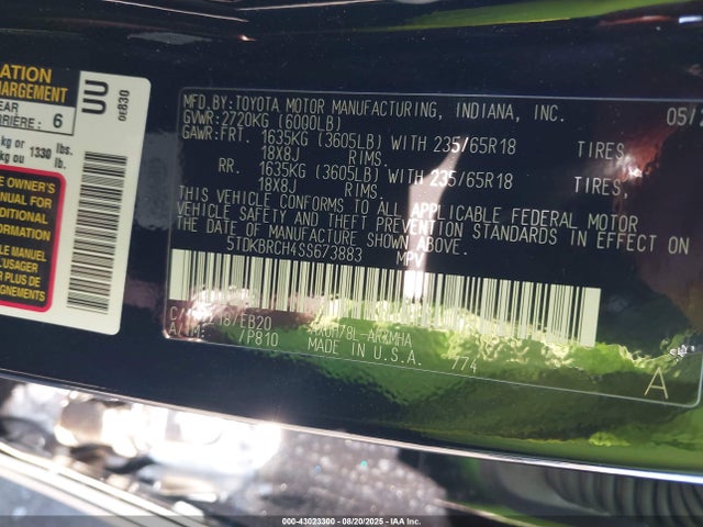 Toyota a25a-fxs 2025 5TDKBRCH4SS673883 Image 9