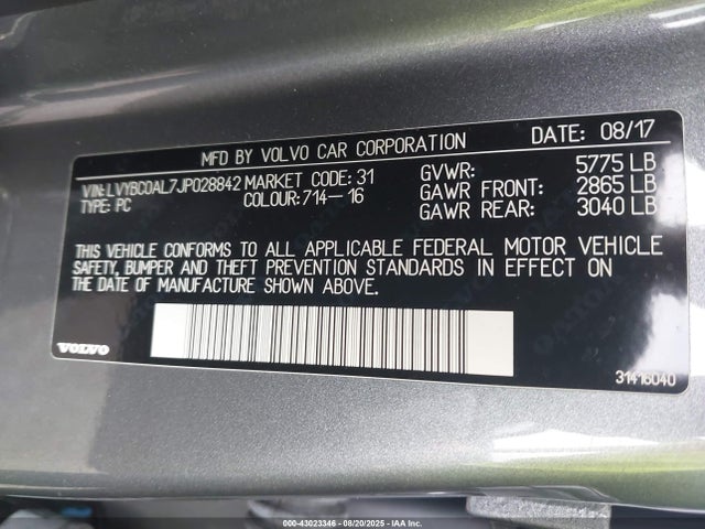 LVYBC0AL7JP028842 Volvo B4204tsh(hp)