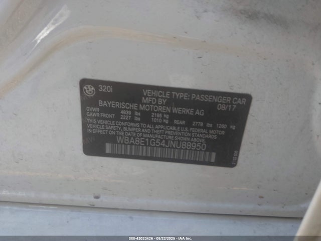 WBA8E1G54JNU88950 BMW 320i