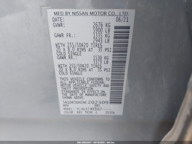 2022 NISSAN PATHFINDER 5N1DR3DH2NC202509 Photo 8