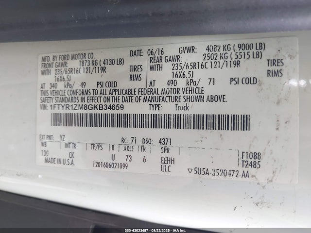 2016 FORD TRANSIT-250 1FTYR1ZM8GKB34659 Photo 8