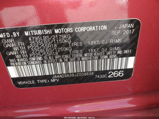 2018 MITSUBISHI OUTLANDER JA4AD3A39JZ009838 Photo 8
