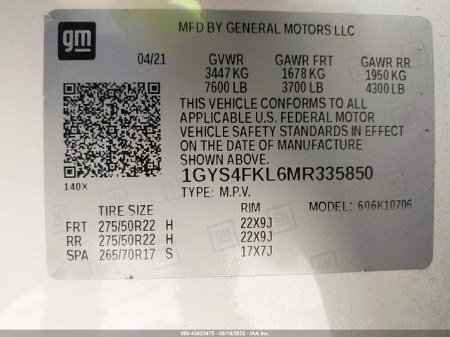 2021 CADILLAC ESCALADE 1GYS4FKL6MR335850 Photo 8