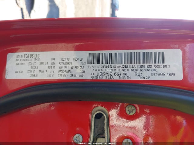 RAM 1500 2016 1C6RR7VM1GS145104 Image 9