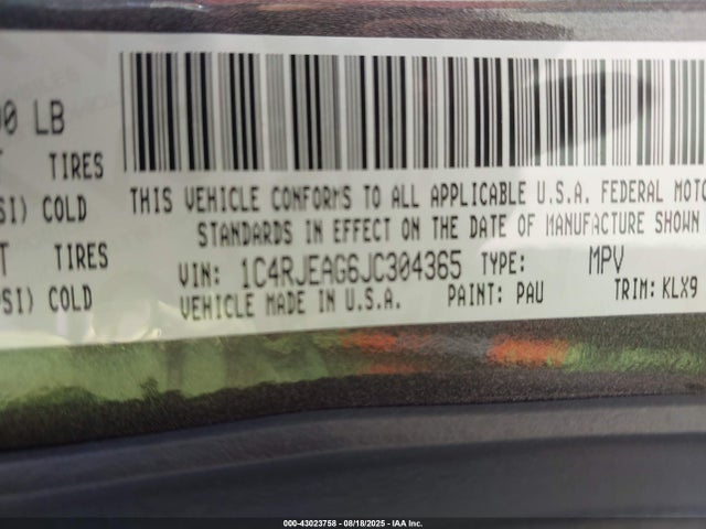 1C4RJEAG6JC304365 Jeep Grand Cherokee