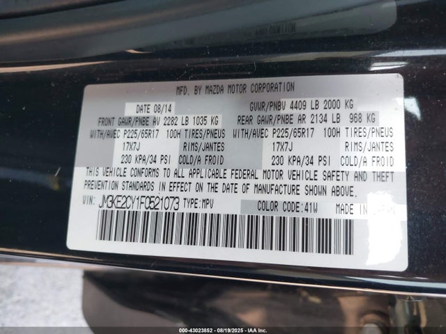 Mazda py 2015 JM3KE2CY1F0521073 Image 9
