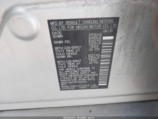 KNMAT2MTXFP590218 Nissan Rogue