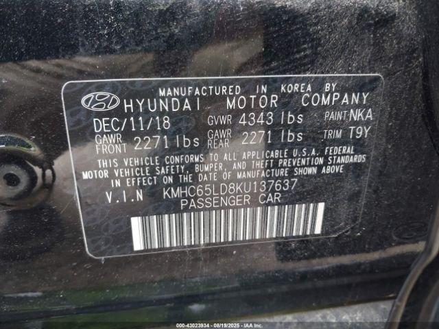 2019 HYUNDAI IONIQ PLUG-IN HYBRID KMHC65LD8KU137637 Photo 8