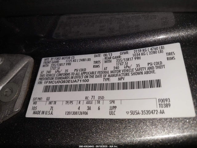 1FMCU0G93EUA71100 Ford Escape