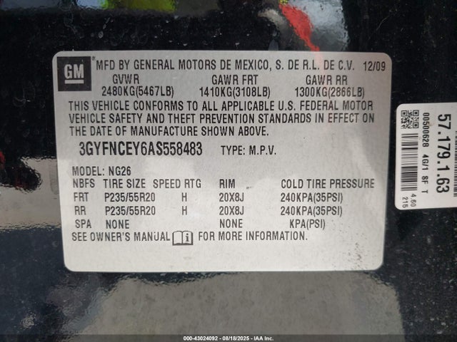 2010 CADILLAC SRX 3GYFNCEY6AS558483 Photo 8