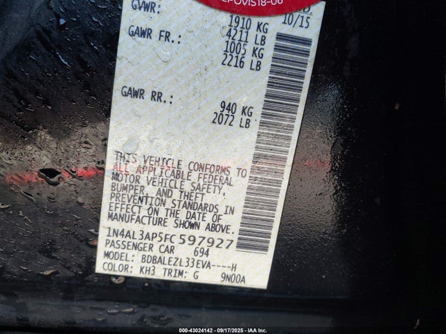Nissan 2015 2015 1N4AL3AP5FC597927 Image 9