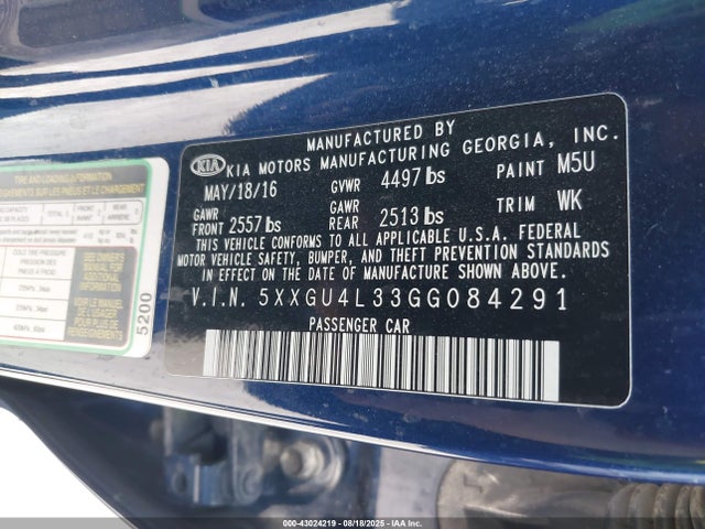 5XXGU4L33GG084291 KIA t-gdi theta ii