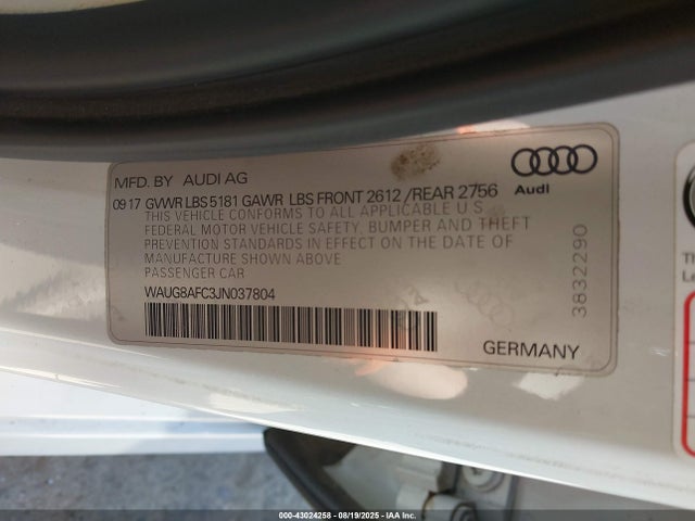 Audi 2.0t 2018 WAUG8AFC3JN037804 Image 9
