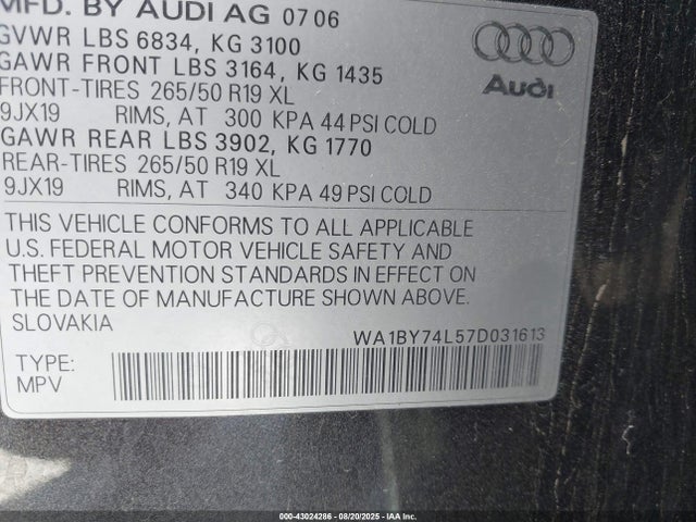 2007 AUDI Q7 WA1BY74L57D031613 Photo 8
