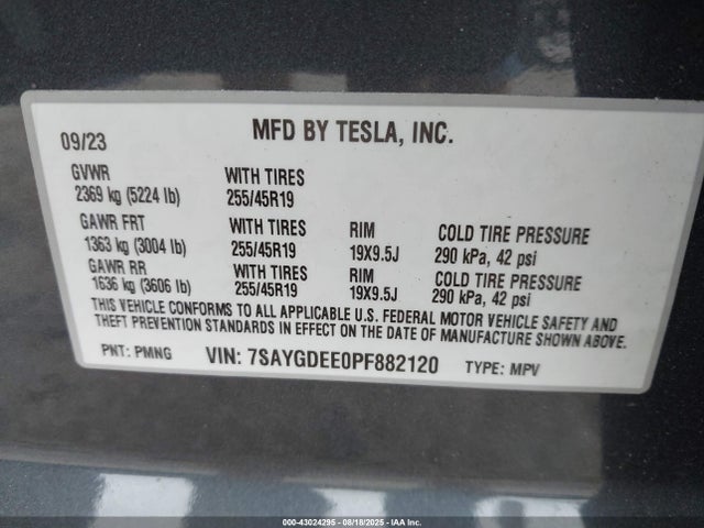 2023 TESLA MODEL Y 7SAYGDEE0PF882120 Photo 8