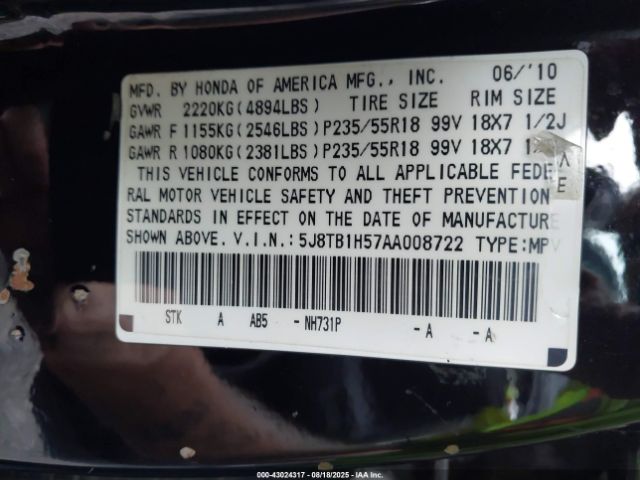 2010 ACURA RDX 5J8TB1H57AA008722 Photo 8