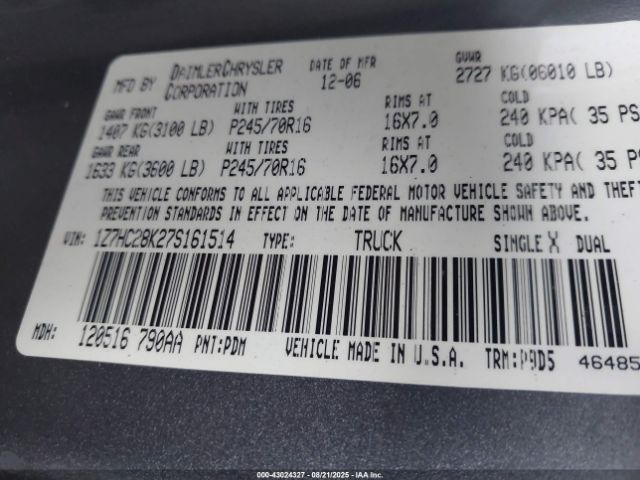 2007 MITSUBISHI RAIDER 1Z7HC28K27S161514 Photo 8