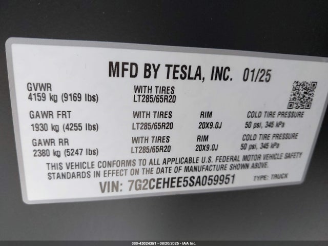 2025 TESLA CYBERTRUCK 7G2CEHEE5SA059951 Photo 8