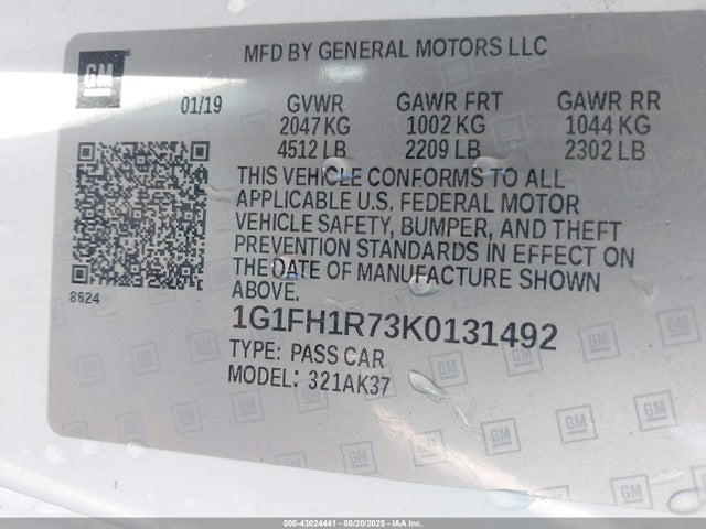 1G1FH1R73K0131492 Chevrolet lt1 - direct injection, afm, variable valve timing, high output, alum