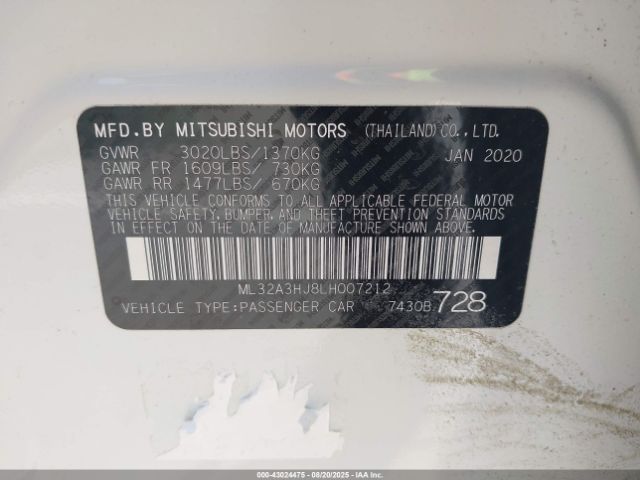 2020 MITSUBISHI MIRAGE ML32A3HJ8LH007212 Photo 8