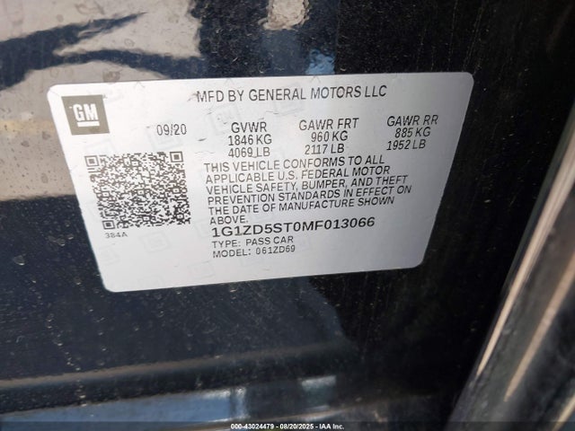 1G1ZD5ST0MF013066 Chevrolet lfv - direct injection, variable valve timing, gen 1 gmna