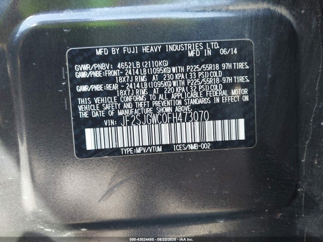 JF2SJGWC0FH473070 Subaru 2.0l turbo u4