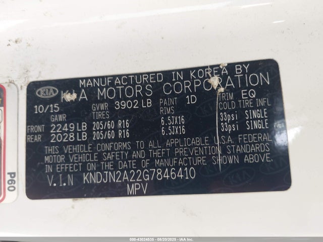KIA gdi gamma 2016 KNDJN2A22G7846410 Image 9