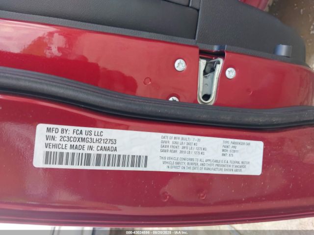 2020 DODGE CHARGER 2C3CDXMG3LH212753 Photo 8