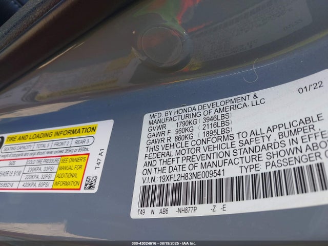 19XFL2H83NE009541 Honda k20c2