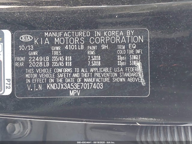 KIA dohc gdi nu 2014 KNDJX3A53E7017403 Image 9