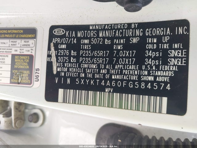 5XYKT4A60FG584574 KIA dohc t-gdi theta-ii