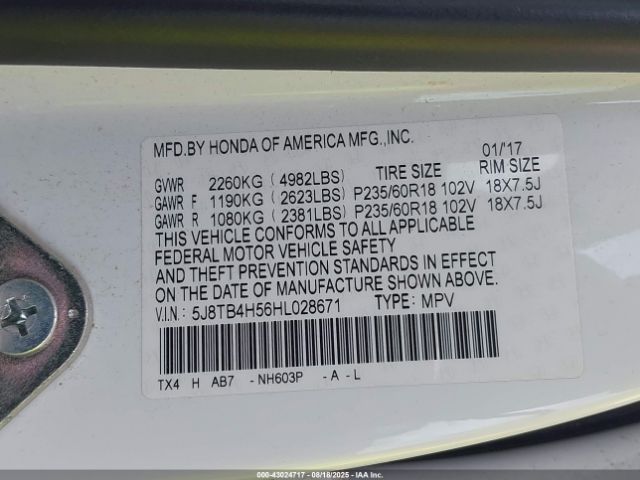 2017 ACURA RDX 5J8TB4H56HL028671 Photo 8