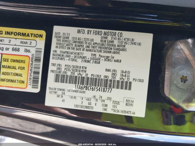 Ford 2015 2015 1FA6P8CF6F5418777 Image 9