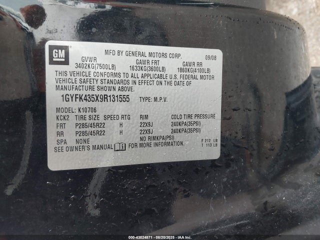 2009 CADILLAC ESCALADE HYBRID 1GYFK435X9R131555 Photo 8