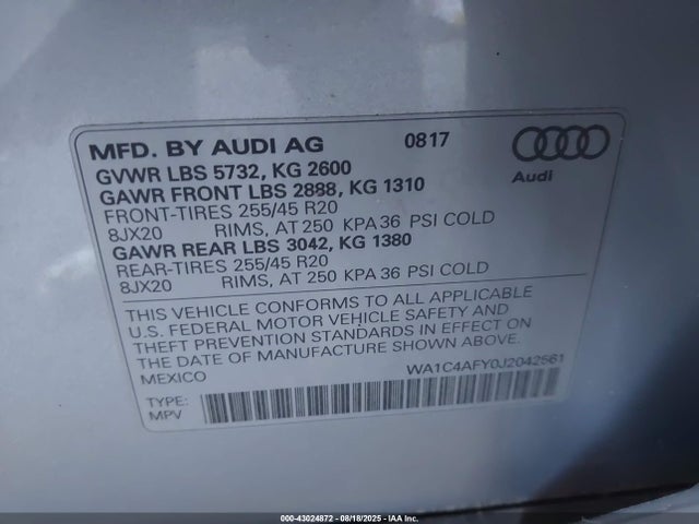 2018 AUDI SQ5 WA1C4AFY0J2042561 Photo 8