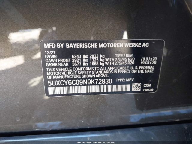 2022 BMW X6 5UXCY6C09N9K72830 Photo 8