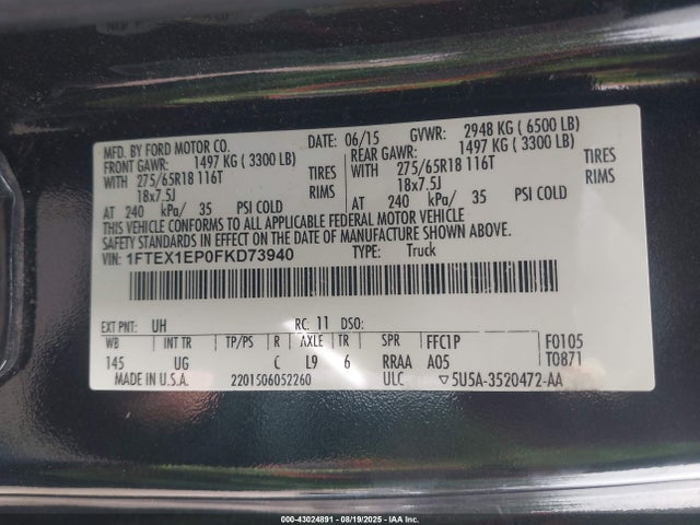 Ford 2015 2015 1FTEX1EP0FKD73940 Image 9