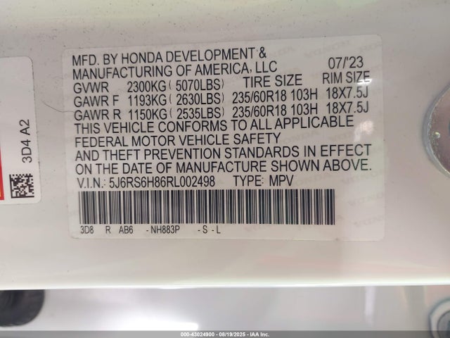 5J6RS6H86RL002498 Honda lfc3